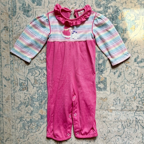Vintage Other - VINTAGE Y2K 90’s Healthtex Pink Long Sleeve Jumper Outfit Rainbow Lamb Size 18M